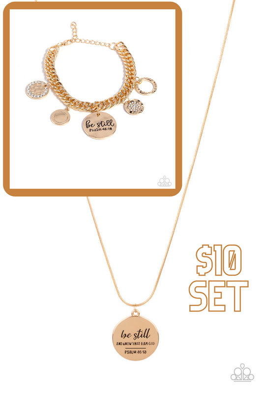 Be Still - Gold Necklace and Bracelet Set