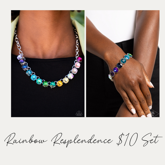 Rainbow Resplendence - Multi Necklace and Bracelet Set