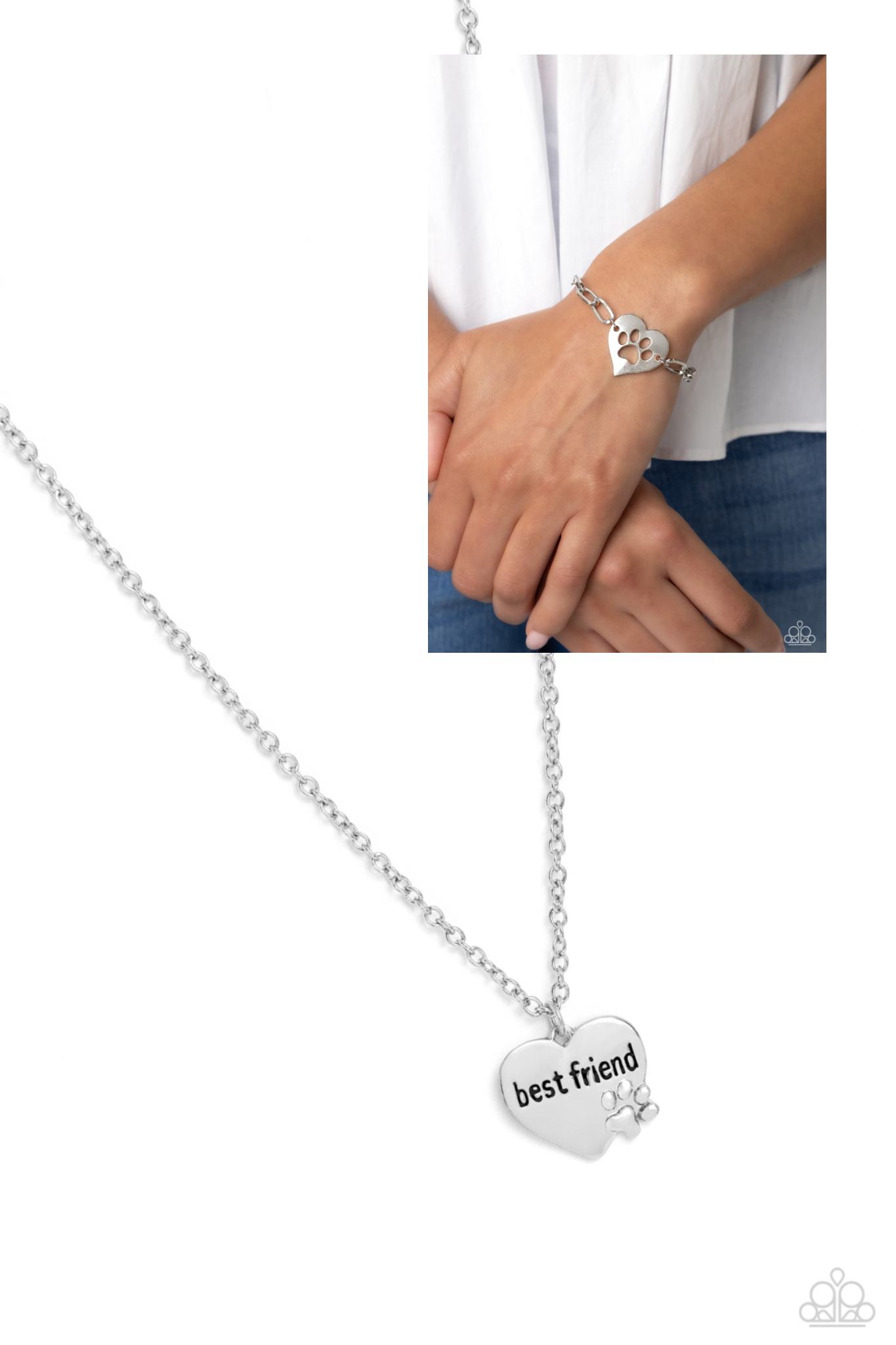 Mans Best Friend - Silver - Necklace & Bracelet Set