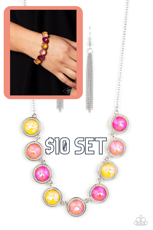 Queen of the Cosmos - Yellow Necklace and Bracelet Set